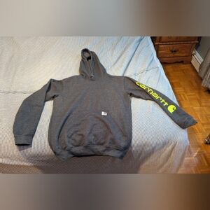 Carhartt sweater size small Gray with green accent on sleeve